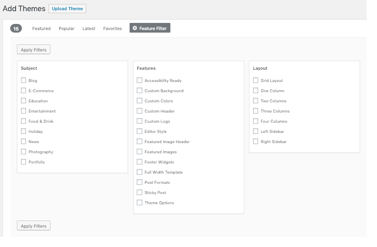 Appearance Themes Screen – Documentation – WordPress.org