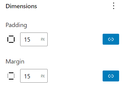 Dimensions in Read More block