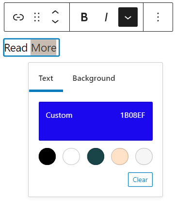 Color options in Read More block