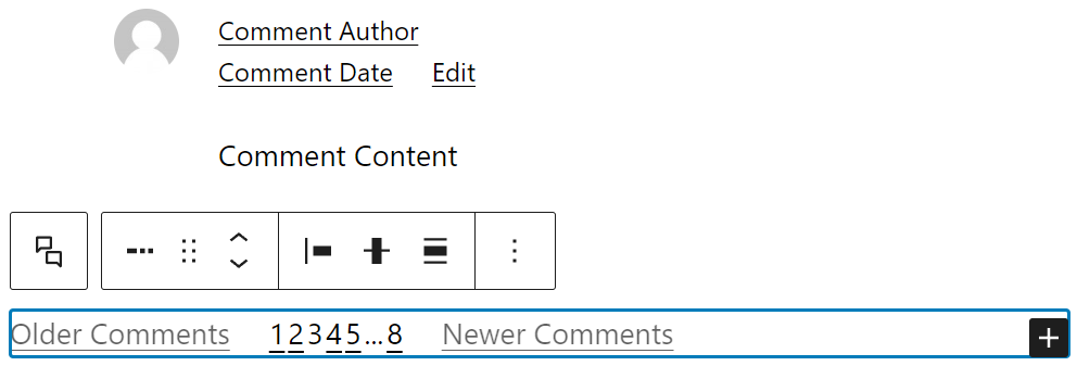 Comment Pagination block inside Comment Query loop block