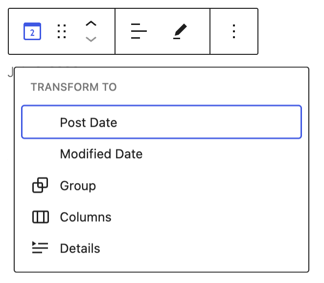 Date block transforms